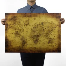 

Non Water-proof World Map Large Retro Paper Map Gifts Decoration 71*51 cm