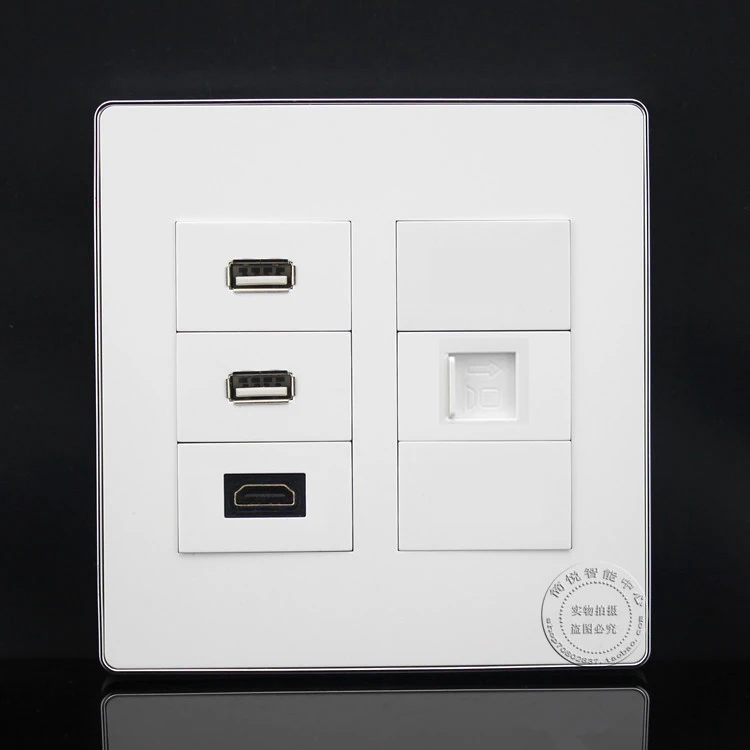 VGA +TV SC Fiber Socket Panel Faceplate USB 6 Ports RJ45 Cat5e 3RCA AV