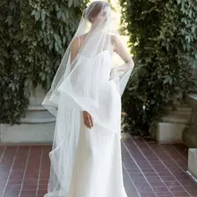 Простая фатиновая Фата для невесты покрытая вуалью для пляжной свадьбы белая слоновая кость 1 шина