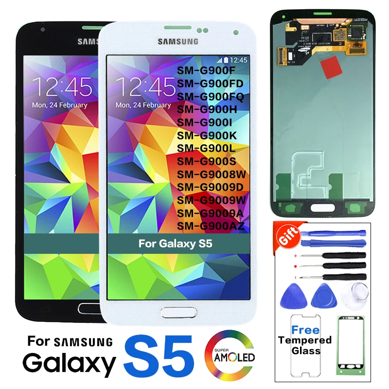 Супер amoled ЖК-экран для samsung Galaxy S5 SM-G900 G900 i9600 G900R G900F G900H G900M ЖК-дисплей протестирован