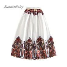 BunniesFairy дизайн лето Королевский Винтаж ретро геометрический Пейсли Цветочный Принт Высокая талия юбка в складку
