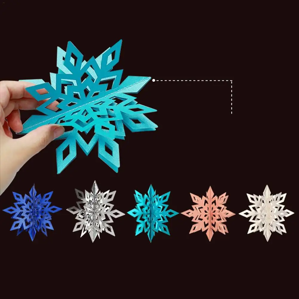 Large 6pcs Frozen Party Supplies Silver Snowflake Shape Paper Garland Christmas Wedding Decoration Scene New Year Decor