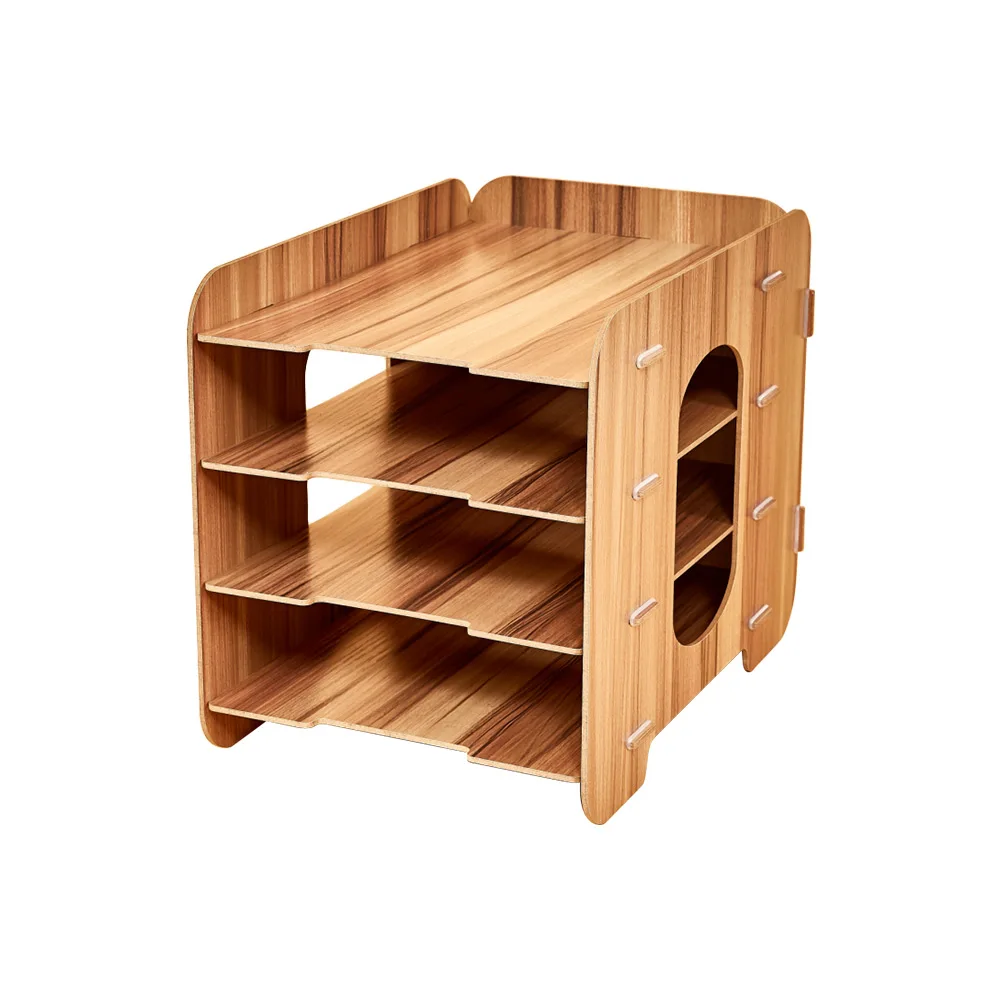 

4 Compartments Document Holder StorageOrganizador Desktop File Office School Organizer Sorter Wood Document Holder Storage Shelf