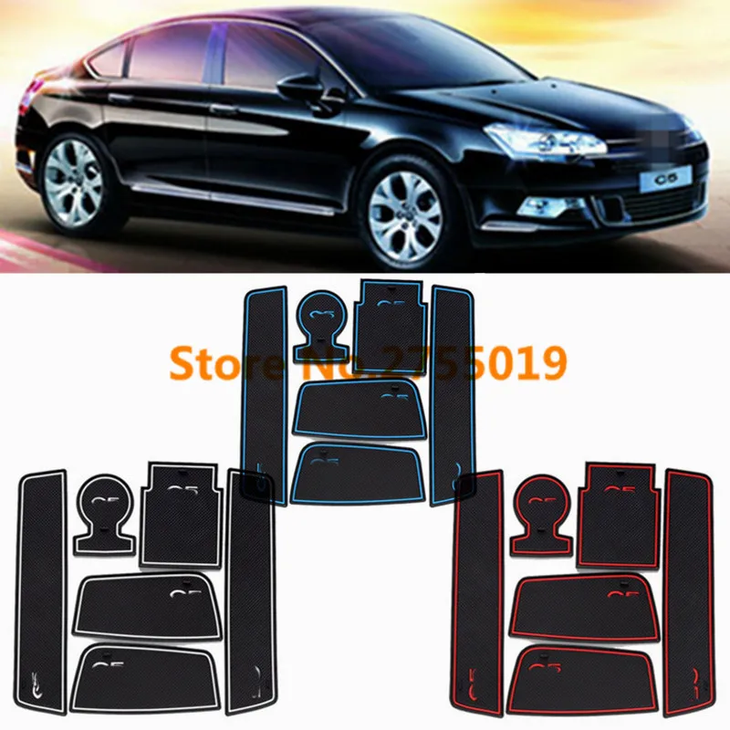 

6pcs/set Car Styling Door Groove mat Gate Slot Cup Armrest Storage Pad Anti-Slip Mat For Citroen C5 2013 2014 2015