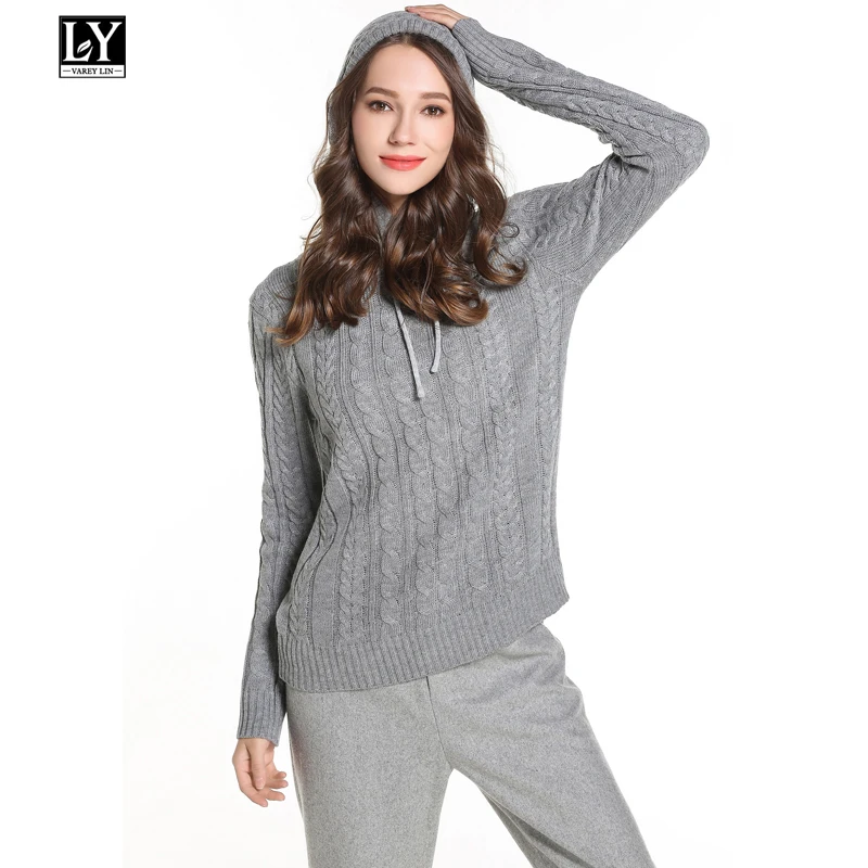 

Ly Varey Lin Autumn Winter Women Knitted Sweater Hooded Pullover Casual Slim 6 Colour Female Elastic Twist Sweater Knitted Tops
