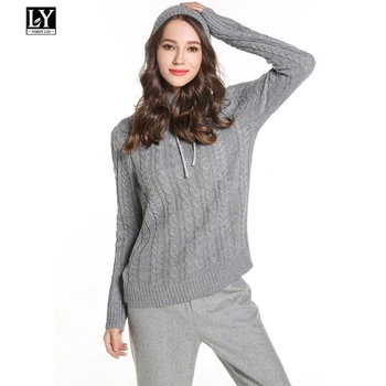 

Ly Varey Lin Autumn Winter Women Knitted Sweater Hooded Pullover Casual Slim 6 Colour Female Elastic Twist Sweater Knitted Tops