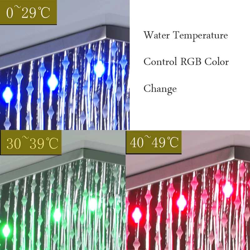 Медный комплект для душевой потолочный светодиодный светильник Душевая система дождевая насадка 12 дюймов+ горячий и холодный смесительный клапан+ ручной душ