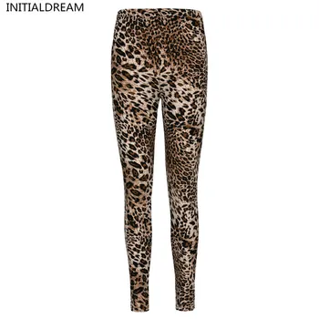 

INITIALDREAM Women Leopard Print Leggings Spring and Autumn High Elasticity Pant Leggins High Waist Soft Woman Leggings