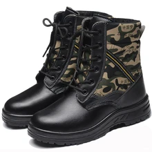 2016 männer Arbeiten & Sicherheitsschuhe Männliche Winter Warm Camouflage Stiefel Stahlkappe Verschleißfesten Öl Wasserdicht Kampfschuhe große Size36-46