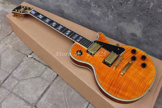 Cheap Rushed Guitars Custom Guitar Lp for Supreme Electric Guitar,ebony Fretboard,fret for Edge Binding,flame Top&back,archtop