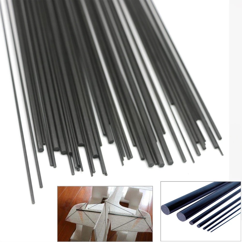 16pcs/lot Carbon Fiber Rods for RC Plane DIY tool wing tube Quadcopter arm 1mm 1.5mm 2mm 3mm 4MM 5MM 7MM (0.5 meter) Wholesale