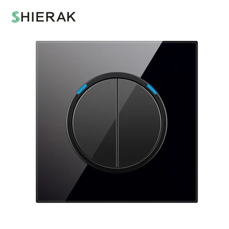Shierak Luxury 86 Type Glass Panel Push Button Switch 1 2