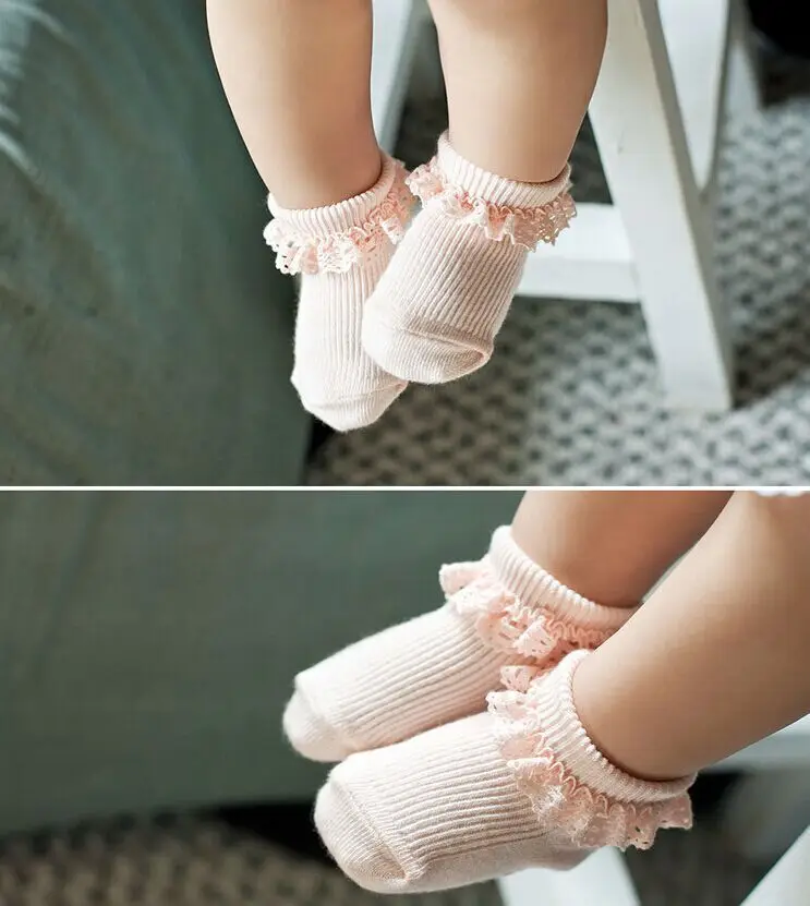 4 пар/лот; Kawaii; кружевные носки для маленьких девочек; хлопковые домашние носки для малышей; милые Нескользящие носки для принцесс