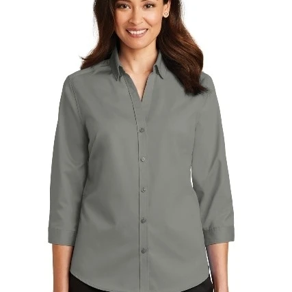 Port Authority L665 Ladies 3 by 4-Sleeve Super Pro Twill Shirt Monument Grey - Medium (1)