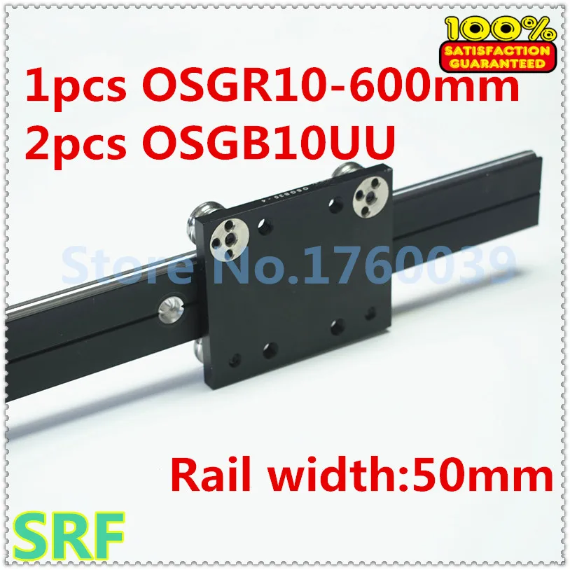 

50mm width Aluminum roller linear guide rail external dual axis linear guide 1pcs OSGR10 L=600mm+2pcs OSGB10 block