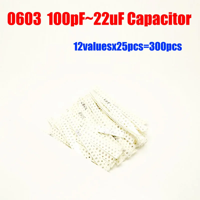 0603 SMD Capacitor Sample Kit 12valuesX25pcs=300pcs 100pF22UF