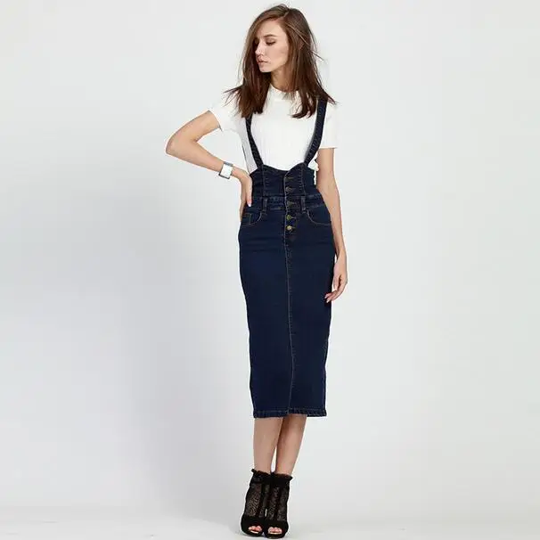 

2019 Summer Style Jeans Dress Women Washed Suspender Denim Sundress Denim Overall Dress Color Blue For 40-200KG Wear DF294