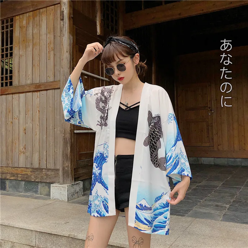 Japanese Kimono Couples Cardigan Woman Summer Cardigan Kimono Yukata Woman Thin Loose Sweet Outer Garment