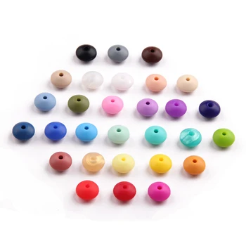 

TYRY.HU 10 piece Lentil Round Silicone Beads Baby Teething Teether Necklace DIY Pacifier Chain Food Grade Silicone BPA Free