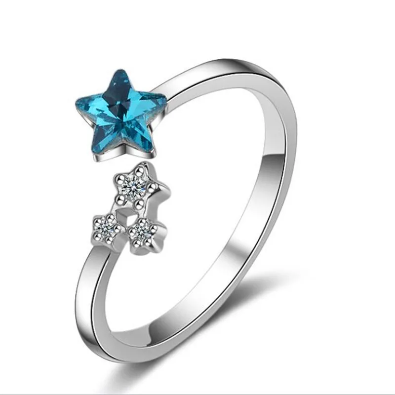 

LULU-PIGTwinkle star hipster literature and art Japan and South Korea small fresh blue star river five-pointed star ring JZ222