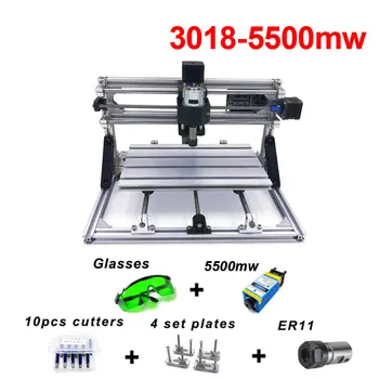 

5500mw CNC 3018 Wood Router Diy Mini Laser Engraving Machine Laser Engraver ER11 GRBL Hobby Machine for Wood PCB PVC Woodworking