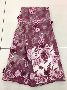 

Hight Quality 3D Flower Fabric African Lace 2018 High Quality Tulle Lace Luxury Dress Fabric For Woman For Wedding