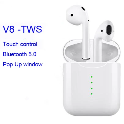 

V8 TWS Bluetooth Headphone Wireless Earphone Earbuds Touch Control wireless headphones Pk xiaomi AirDots Airpods tws i12 i10tws