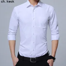 CH. KWOK Мужская Свадебная рубашка с длинным рукавом мужская рубашка деловая однотонная Повседневная рубашка Рабочая Деловая одежда тонкая мужская рубашка
