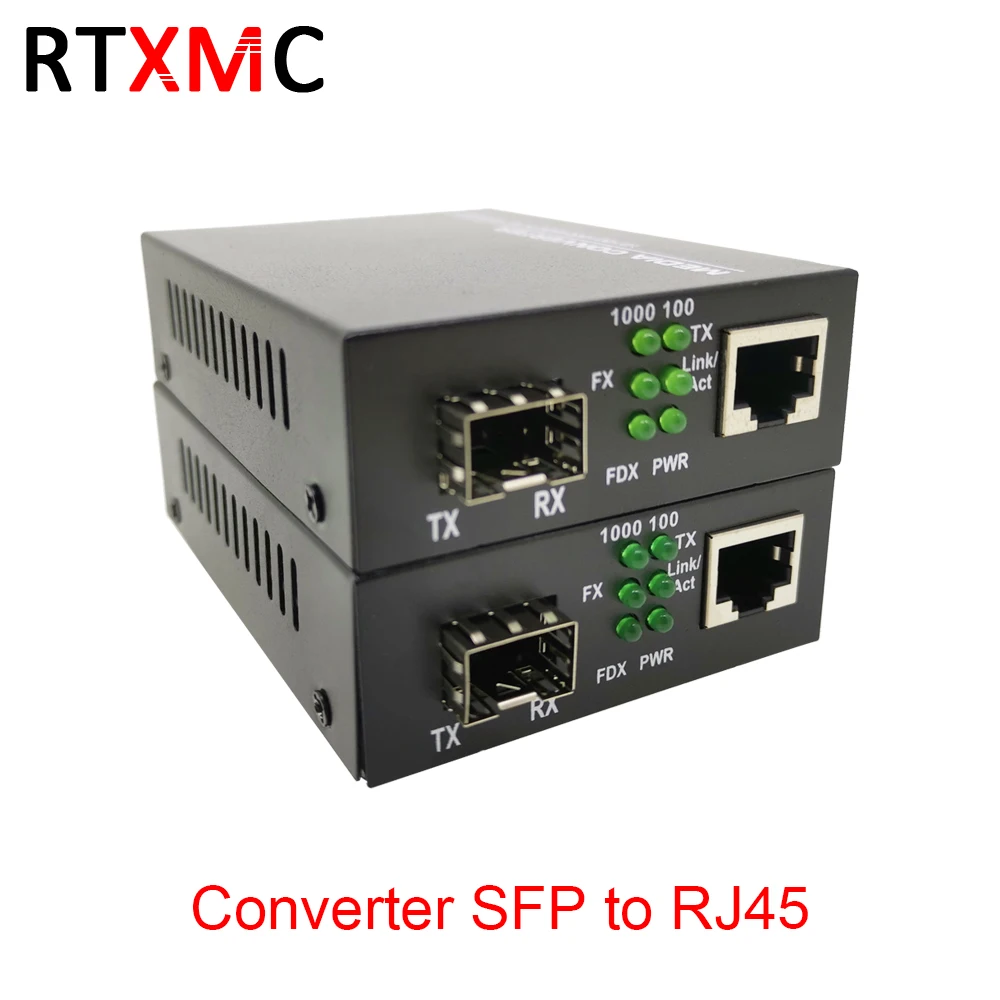 SFP волокна Media Converter к RJ45 Gigabit Media Converter SFP 10/100/1000 M Ethernet преобразователя приемопередатчик оптический коммутатор