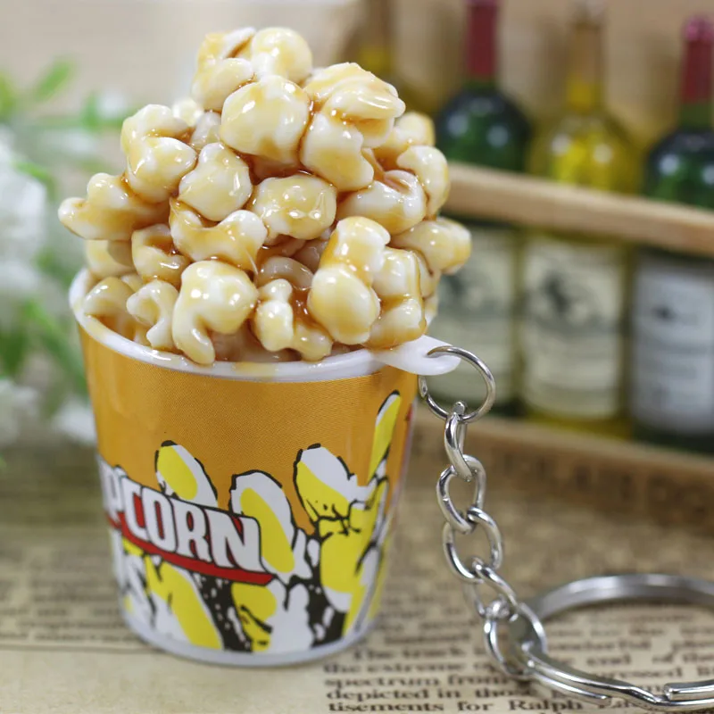 Искусственный брелок для еды попкорн bowlful брелки новинки|keychain ring|food keychainnovelty keychain