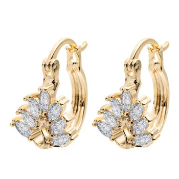 Kinitial 10Pairs Fashion Party Statement Jewelry Earrings Gold Plating White Crystal Cubic Zirconia Elegant CHIC Earring