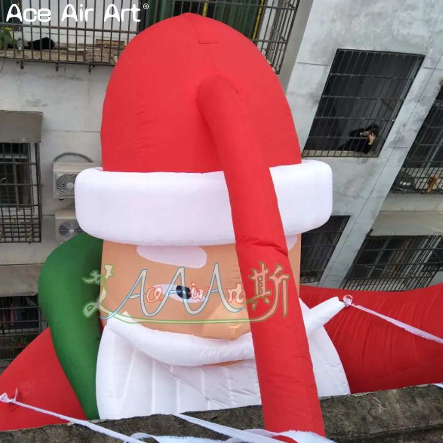 Горячая 4 м H рождественские надувные украшения, надувные рождественские альпинистские Санты с логотипом для продвижения