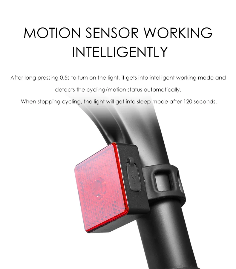 Flash Deal Gaciron Smart Tail light 40 Lumen Bike Warning Lamp Bicycle Rear Light LED Rechargeable Waterproof Hangable for Riding Running 8
