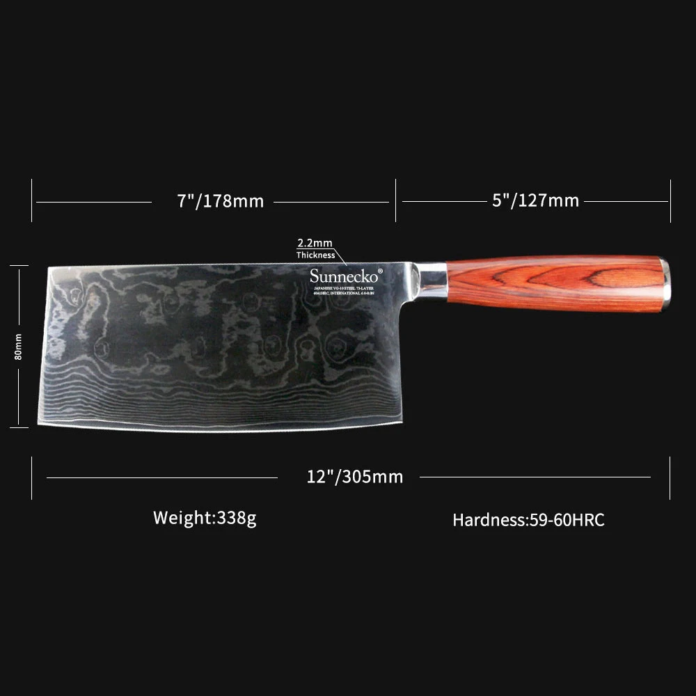 SUNNECKO 7 &quotКливер Ножи Кухня ножей 73 слоев Дамаск VG10 Сталь лезвие мясо