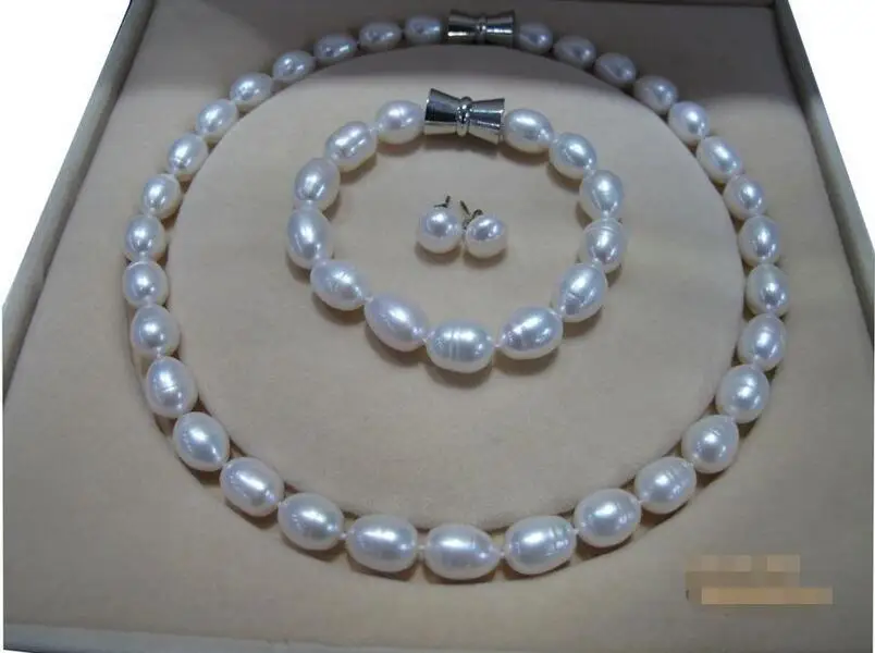 

Hot selling free shipping*****Wonderful! 10-11mm Natural White Fresh Water Pearls Necklace&Bracelet&Earrings
