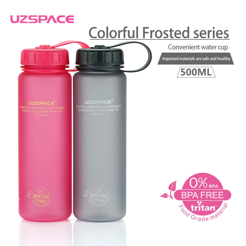 

UZSPACE Water Bottles 4 colors 4 capacity Triten bottle for water Lid bottle together BPA Free Sport bottle