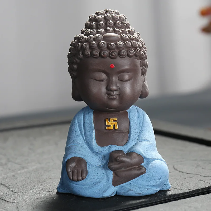 

Small Monk Buddha statues Purple sand ceramic home geomantic decoration Purple Sand Figurines Tea Pet Decor