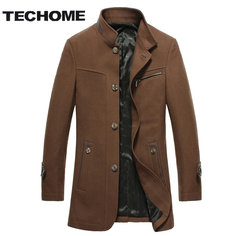 Men s Jackets Cashmere Coats 2016 Men Woolen Coats Solid Stand Collar Business Casual Wool Blends