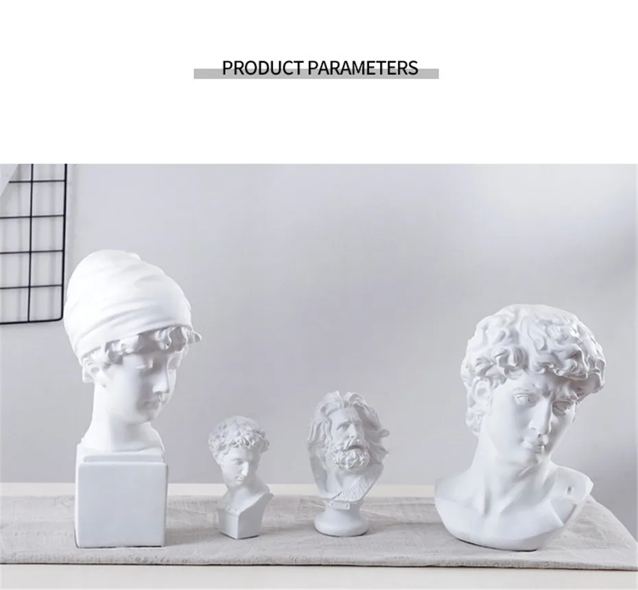 Resin Figure Statue Plaster Figure Decoration Large Art Props Portrait Sculpture Model Human Head Ornament Gift Home Decoration (10)