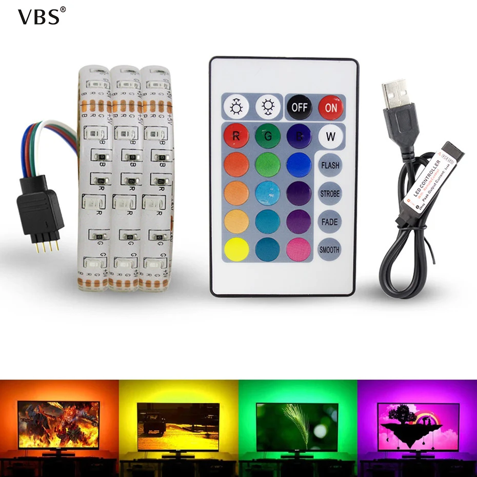 

RGB White / Warm White light strip 1M 2M 3M 4M 5M with IR remote control for home decoration Desktop festivals A1