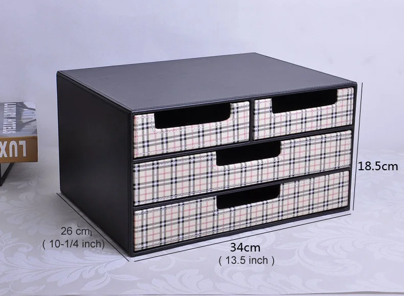 3-х слойные 4-ящик для ящиков структура кожаный пенал картотечный шкаф для хранения ящиков офисный Органайзер контейнер для документов черный+ белый 216C