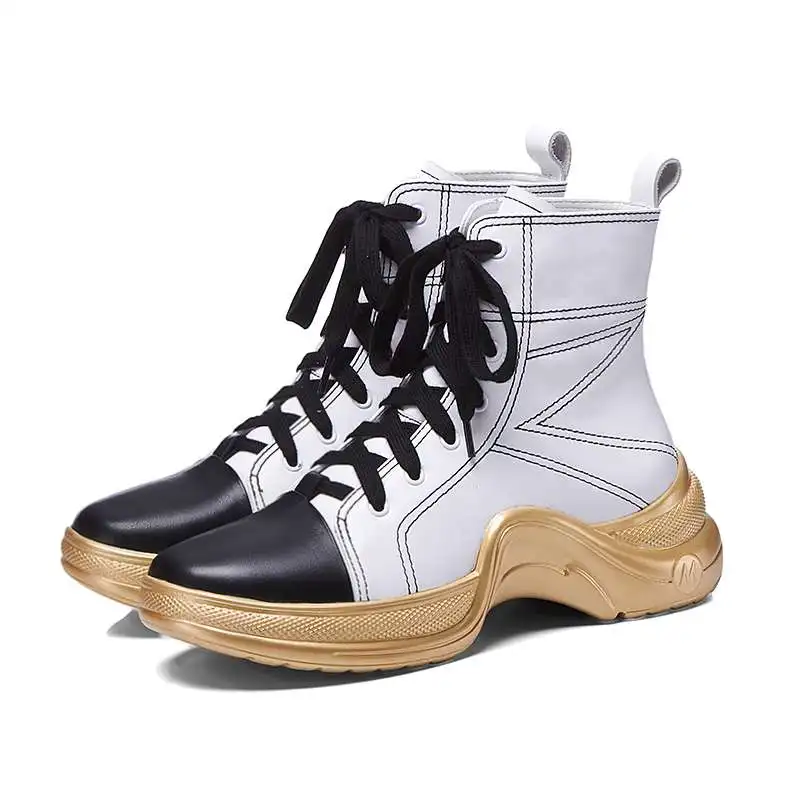 gold Bottom Med Punta Cordón Redonda Natural Marca 2018 Colores Botas Cuero Europa Mezclados Black silver A Bottom Grueso Mano Hechas Occidental Concisa Bottom Inferior L91 pqxYSvg