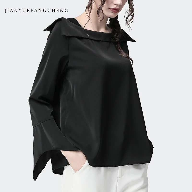 Longo Manga 2019 No Início do Outono Elegante blusas de escritório