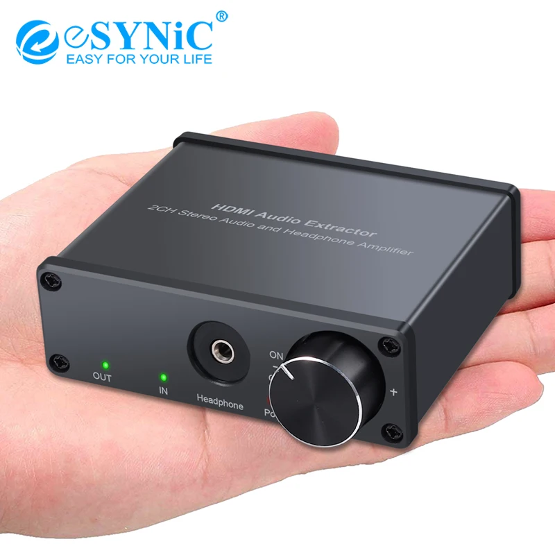 

eSYNiC HDMI Audio Extractor With Volume Control HDMI to HDMI + R/L RCA + 3.5mm Stereo Audio Converter 4K 3D Splitter Adapter