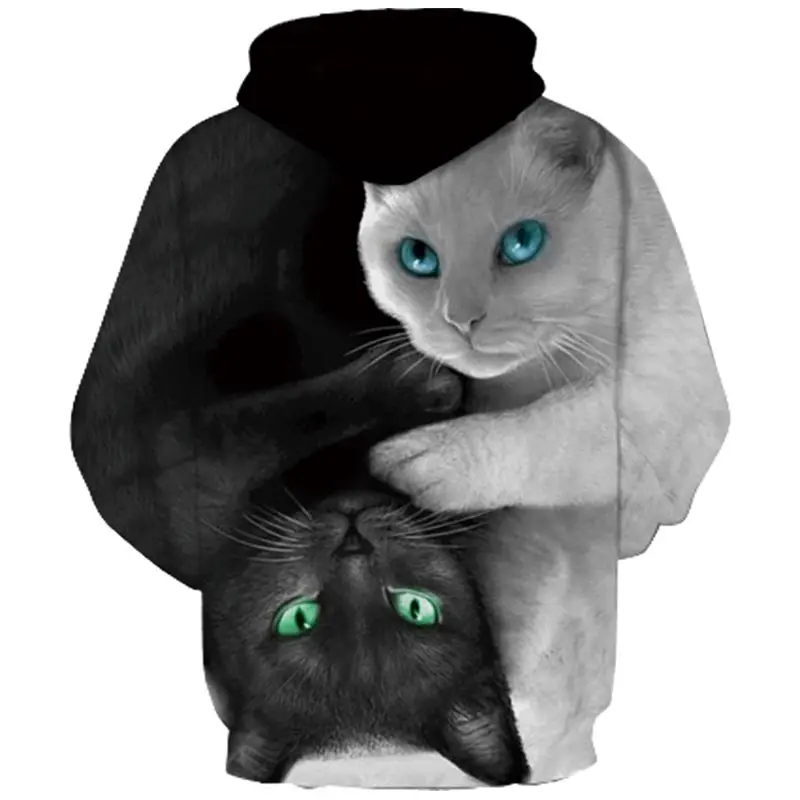 Headbook Digital Printing Hoodies Men/Women 3d Sweatshirts Print Red Cute Double Cats Hooded Hoodies YXQL766