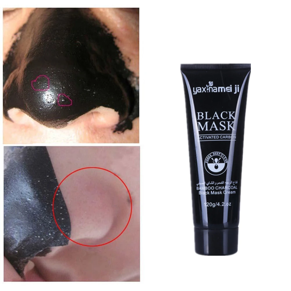 

removedor de cravo Bamboo charcoal Black Mask Blackhead Remover Face Mask Beauty Shrink pores Peel Off Mask Cream 60g