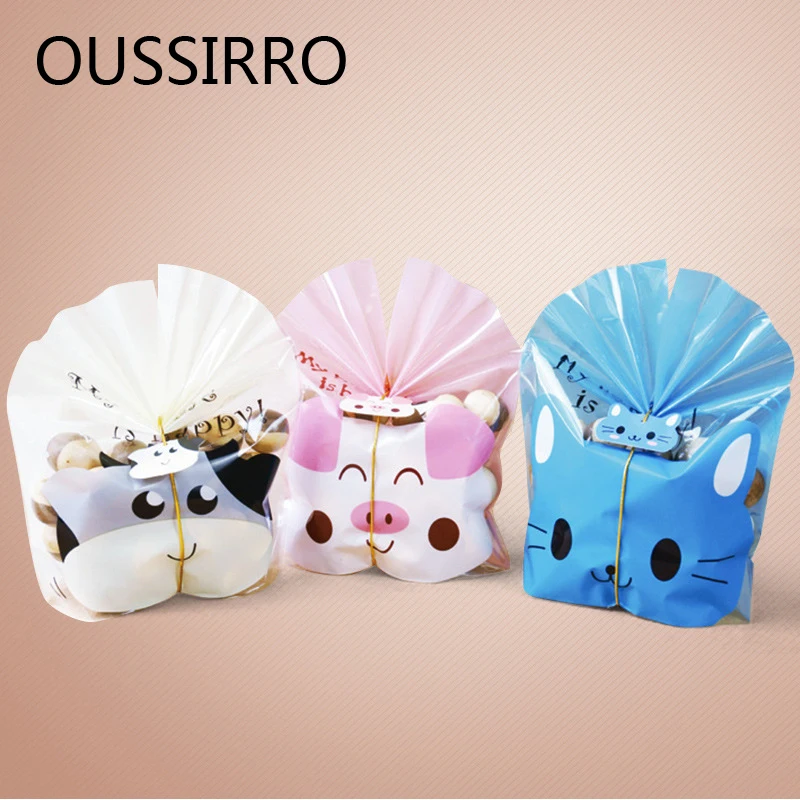 25PCS Cute Cartoon Translucent Cookie Bag Ziplock Bag Candy Nougat