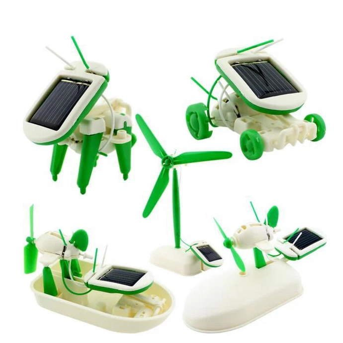 

6 IN 1 Educational Solar Robert Kit Solar Energy Windmile Cars Model Assemble Kit Children Solar Car Solar Kit Age 10+