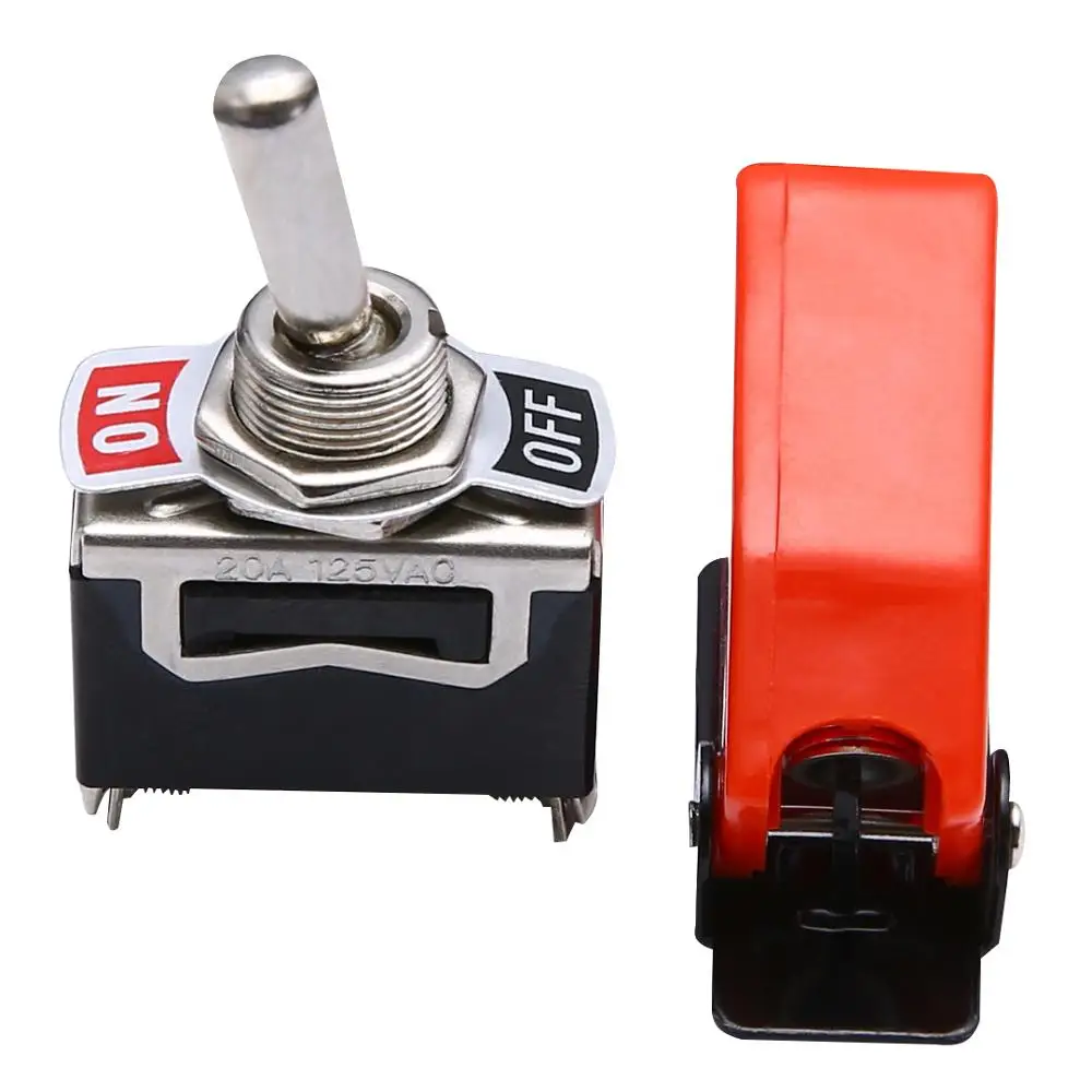 

High Quality 1 Set Toggle Switch Cover ON/OFF SPST Toggle Switch Metal Lever Car Dash Light with Missile Cover