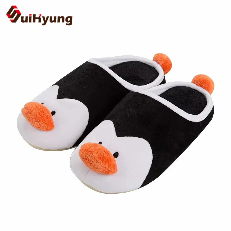 

Suihyung New Funny Animal Prints Winter Warm Home Slippers Women Men Soft Flock Indoor Floor Shoes Non-slip Bedroom Flip Flops